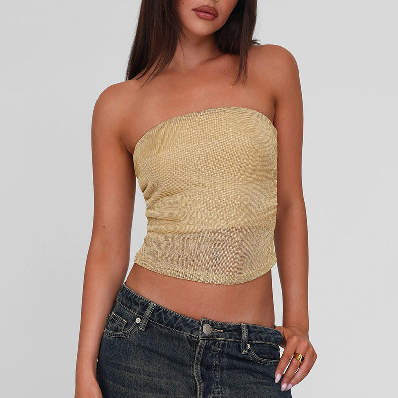 Damen Bandeau-Top aus hochwertigem, elastischem Material mit feiner Struktur Drune