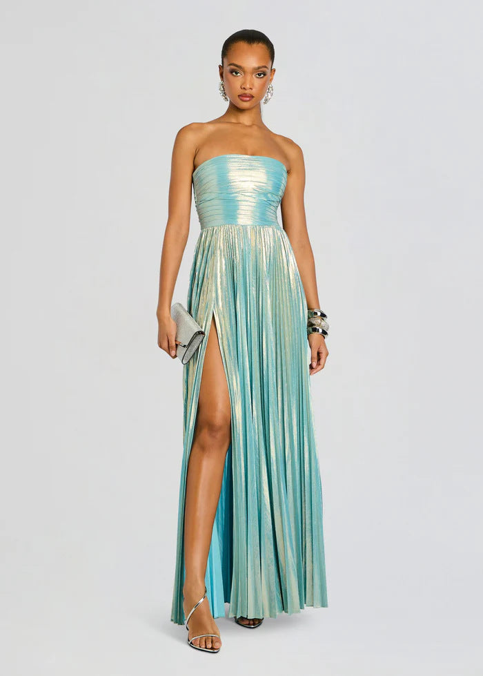 Damen Glamouröses Abendkleid mit Hochgeschlitzt und Plissee-Details Drune