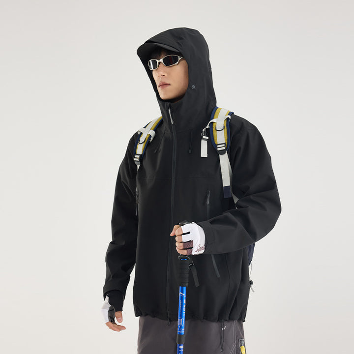 Damen Leichte technische Regenjacke im Oversize-Utility-Schnitt mit verstellbarer Kapuze Drune