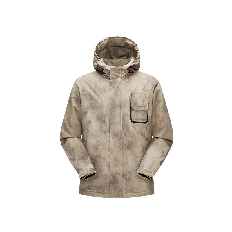 Herren Minimalistische technische Shell-Jacke mit Kapuze und Utility-Brusttasche Drune