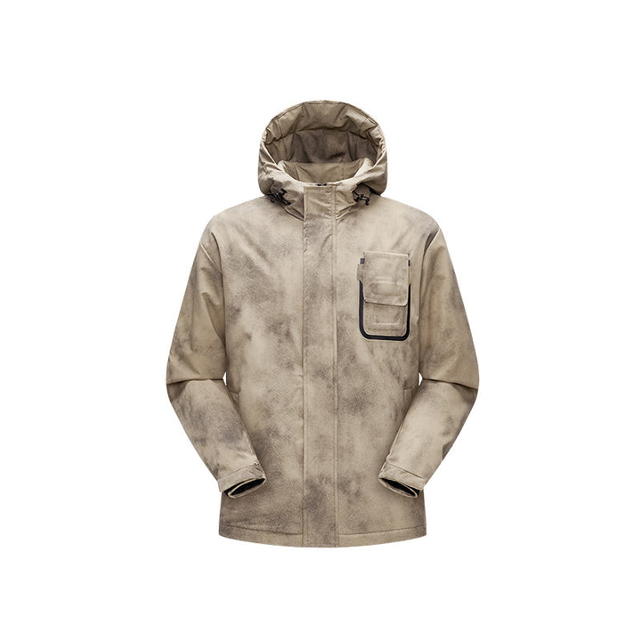 Herren Minimalistische technische Shell-Jacke mit Kapuze und Utility-Brusttasche Drune