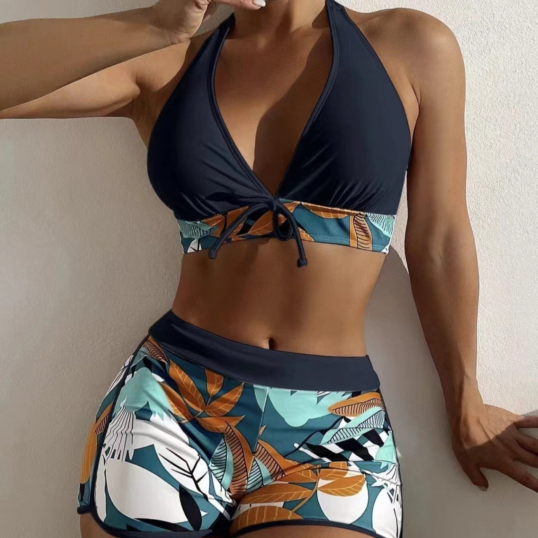 Damen Sport-Bikini mit floralem Print und verstellbarem Träger Drune