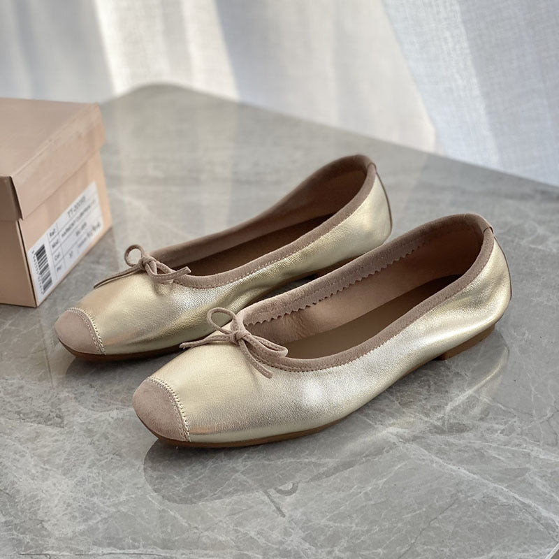 Damen Flache Ballerinas mit zierlichem Schleifenakzent Drune
