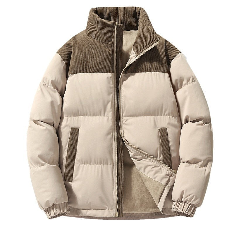 Damen Steppjacke mit Cord-Einsätzen, wattierter Thermofüllung und Stehkragen Drune