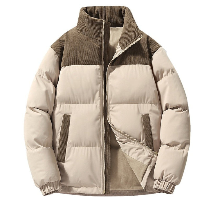 Damen Steppjacke mit Cord-Einsätzen, wattierter Thermofüllung und Stehkragen Drune