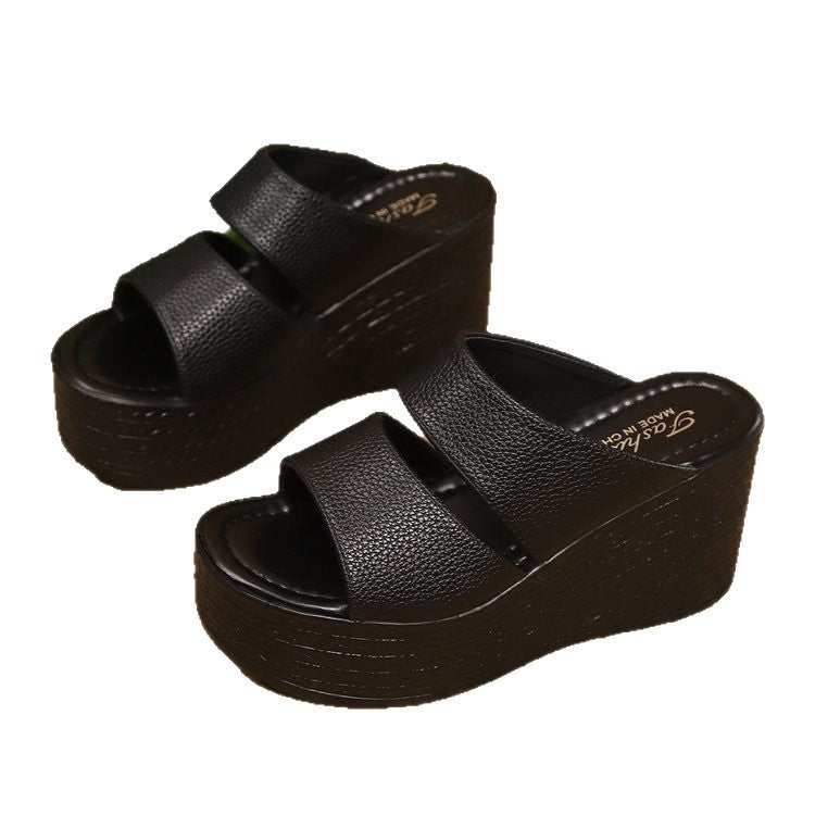 Damen Plateau-Sandalen mit breiten Riemen und rutschfester Sohle Drune