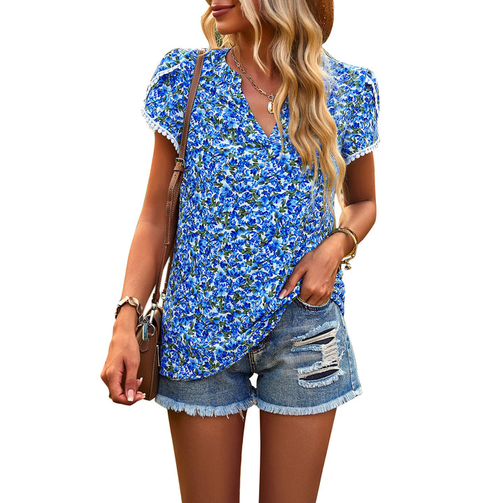 Damen Luftiges Blusenshirt mit elegantem floralem Design und verspielt geschnittenen Ärmeln Drune