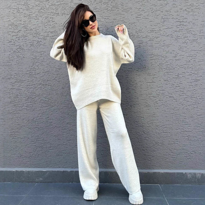 Damen lässiger Strickpullover mit oversized Passform und weiten Ärmeln Drune