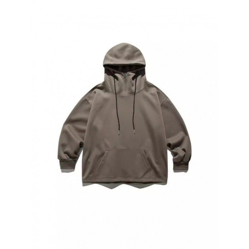 Unisex Oversize-Kapuzenpullover mit Halbreißverschluss und Kängurutasche Drune