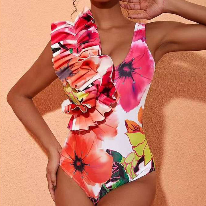 Damen Badeanzug mit voluminösem Rüschendetail und eleganter Wickelrock-Option Drune