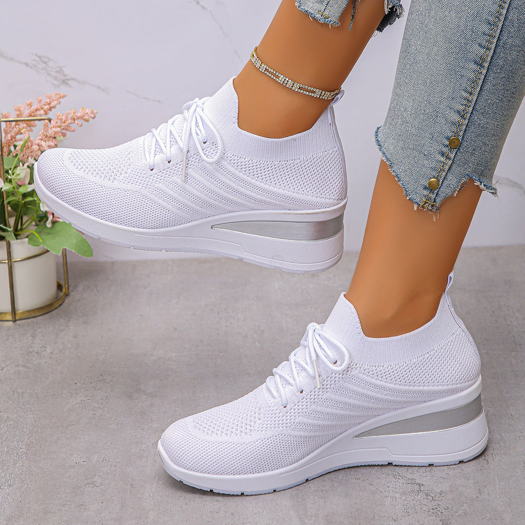 Damen Sportliche Wedge-Sneaker mit atmungsaktivem Mesh-Obermaterial und rutschfester Sohle Drune