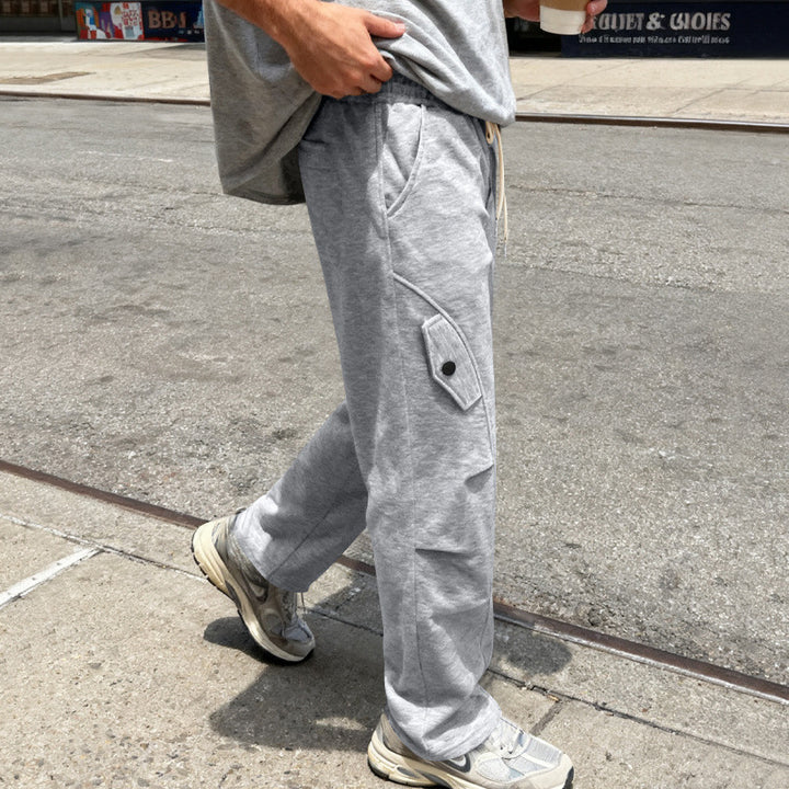 Herren Oversize-Cargo-Hose im Utility-Streetwear-Look mit Tunnelzug und Klappentaschen Drune