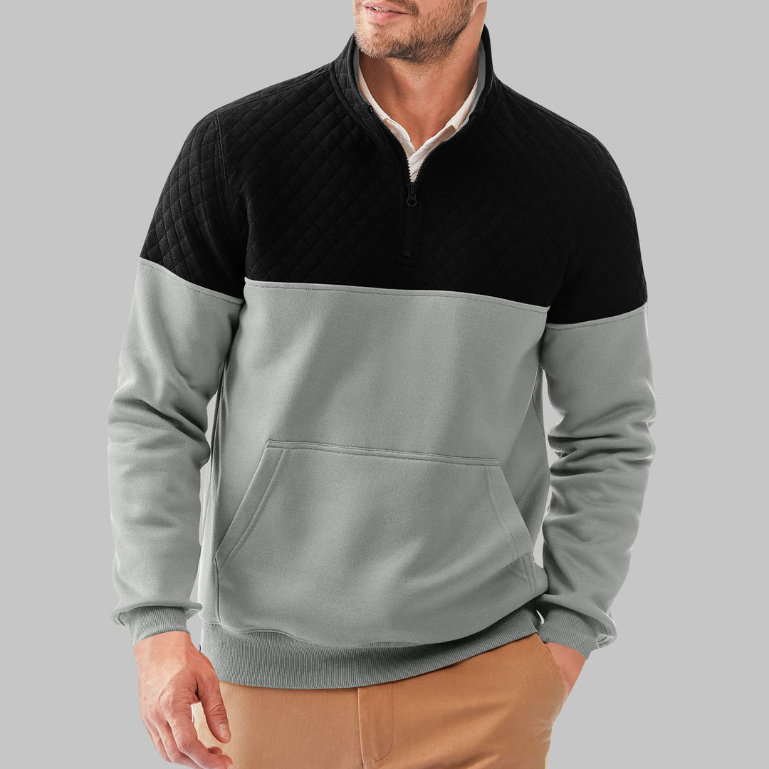 Herren Fleece-Pullover mit Steppdetails und hohem Kragen Drune