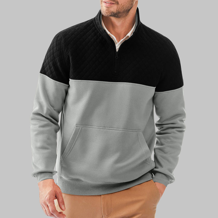 Herren Fleece-Pullover mit Steppdetails und hohem Kragen Drune