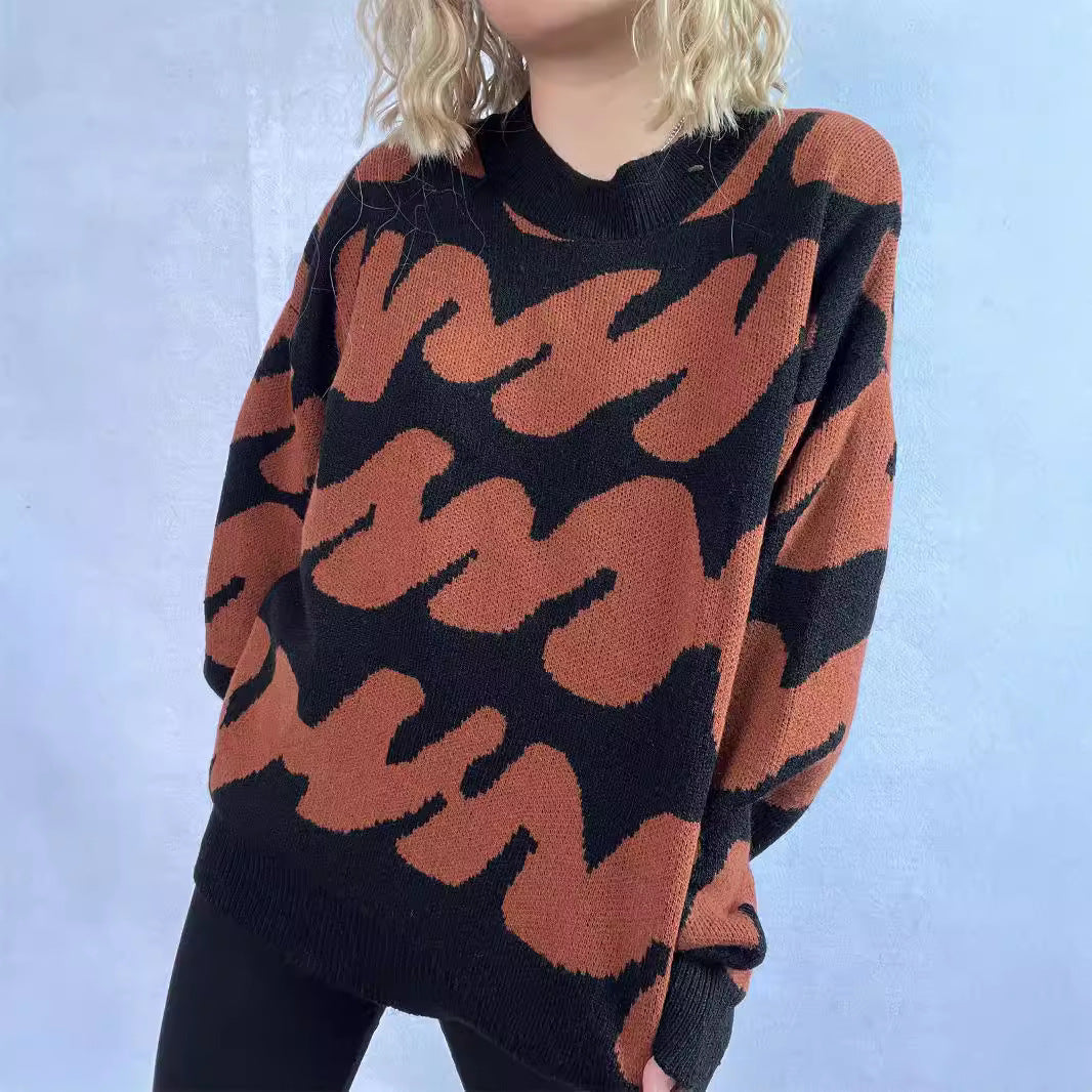 Damen Oversized Strickpullover mit auffälligem Muster Drune