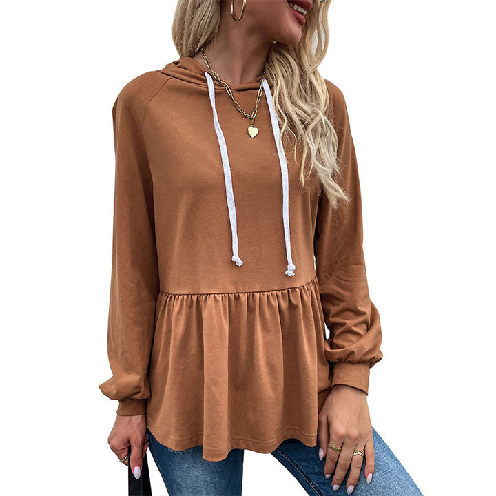 Damen Kapuzen-Sweatshirt mit geraffter Taillenstufe und Babydoll-Silhouette Drune