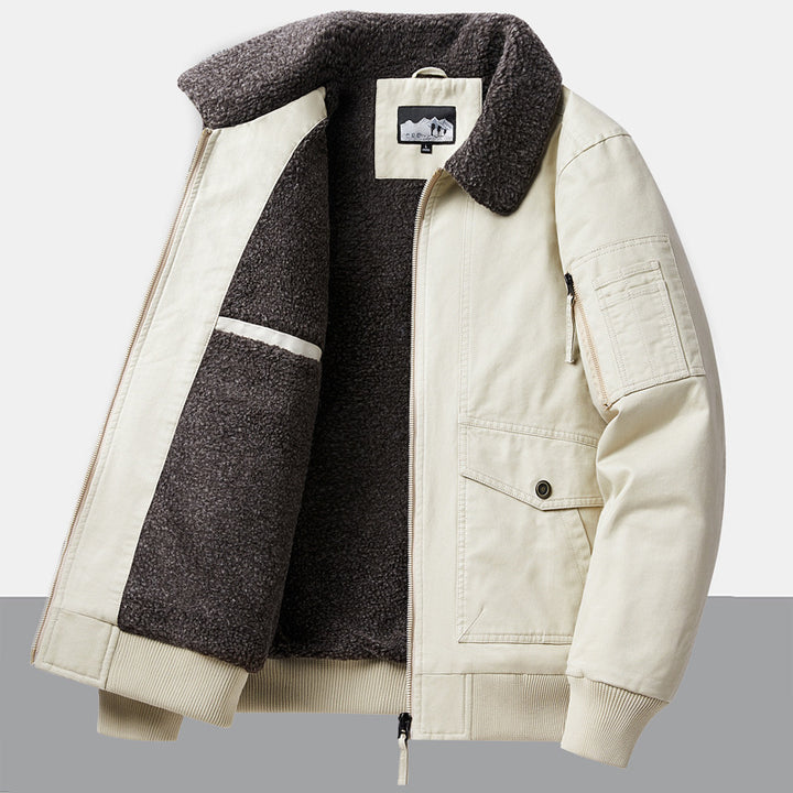 Herren Urbaner Utility-Jacke mit Teddyfellfutter Drune