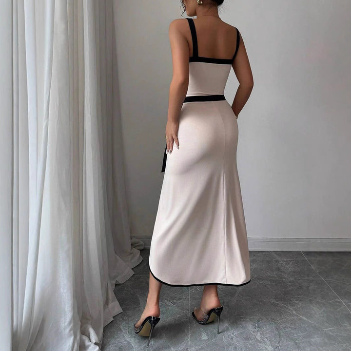 Damen Elegantes Wickelkleid mit tiefem Schlitz und Taillengürtel Drune