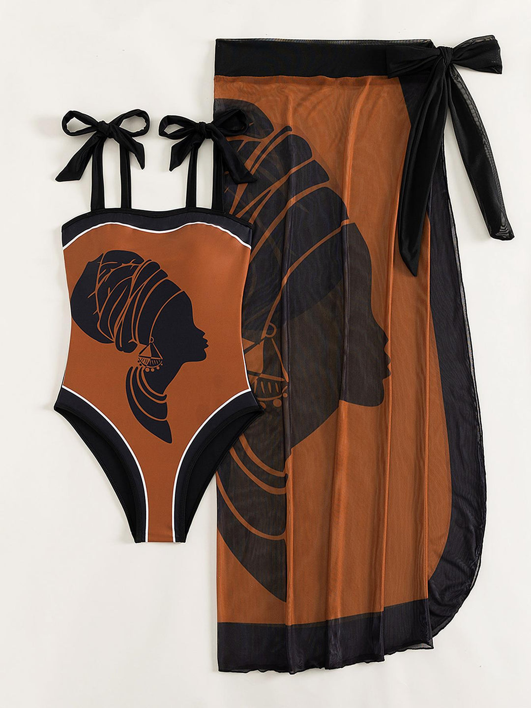 Damen Badeanzug-Set mit transparentem Rock und individuell anpassbaren Trägern Drune