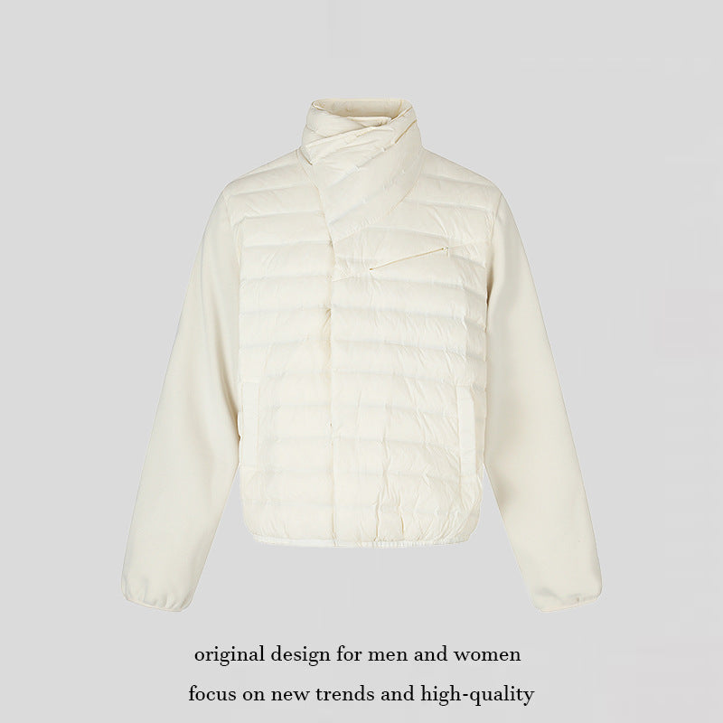 Damen gesteppte Hybrid-Jacke mit asymmetrischem Schalkragen und elastischem Bund Drune