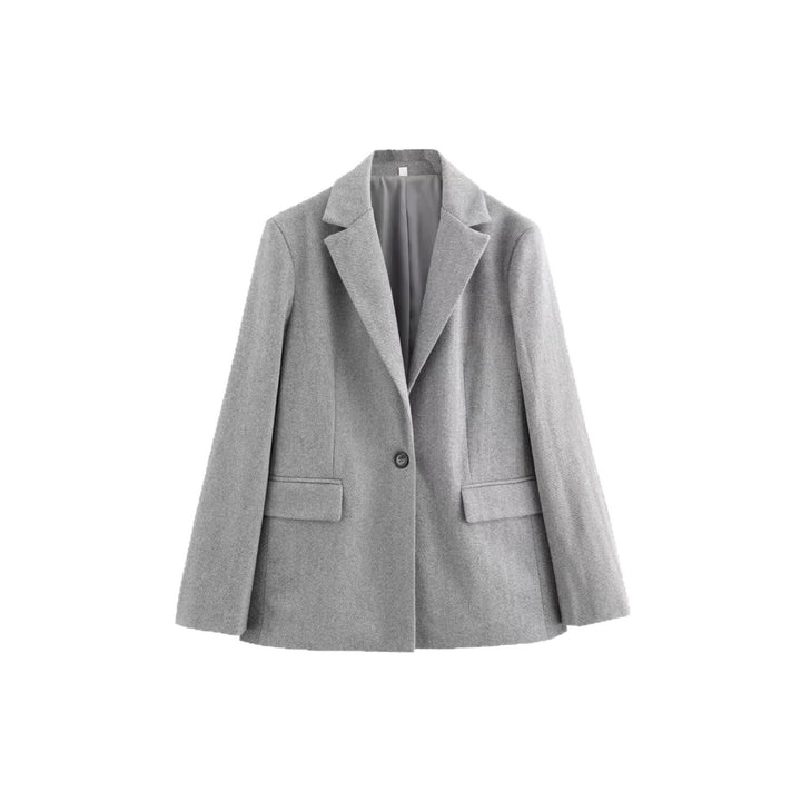 Damen Einreihiger Blazer mit Fischgrätmuster, Reverskragen und Pattentaschen Drune