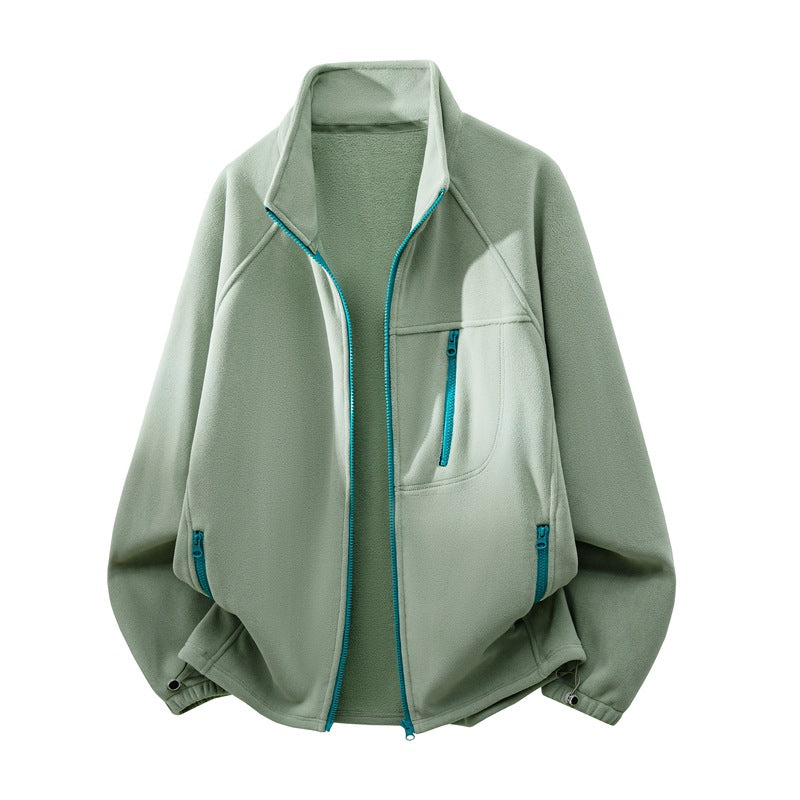 Unisex funktionale Microfleece-Performancejacke mit Stehkragen, Brustreißverschluss und ergonomischen Raglanärmeln Drune