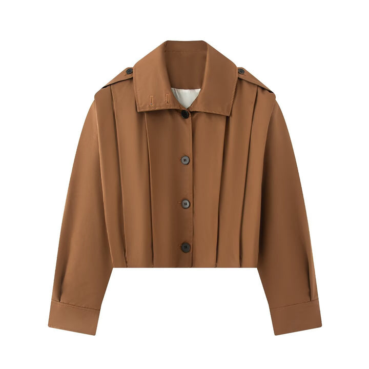 Damen Kurze Boxy‑Trenchjacke mit Faltenblende und Epauletten Drune