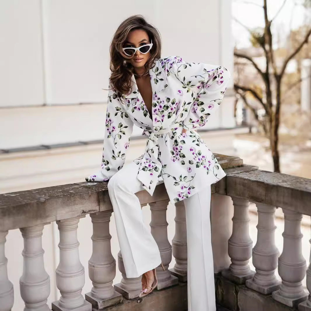 Damen Wickelbluse mit eleganter Leopardenmusterung und langen Puffärmeln Drune