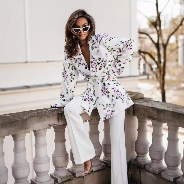 Damen Wickelbluse mit eleganter Leopardenmusterung und langen Puffärmeln Drune