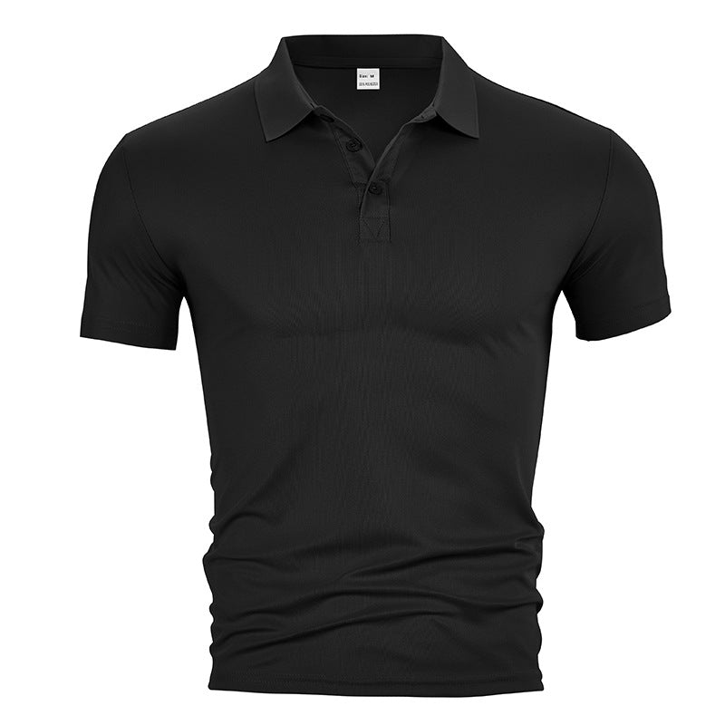 Herren nan figurbetontes Kurzarm-Poloshirt aus elastischem Jersey mit Hemdkragen und kurzer Knopfleiste Drune
