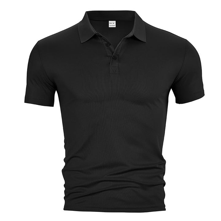 Herren nan figurbetontes Kurzarm-Poloshirt aus elastischem Jersey mit Hemdkragen und kurzer Knopfleiste Drune