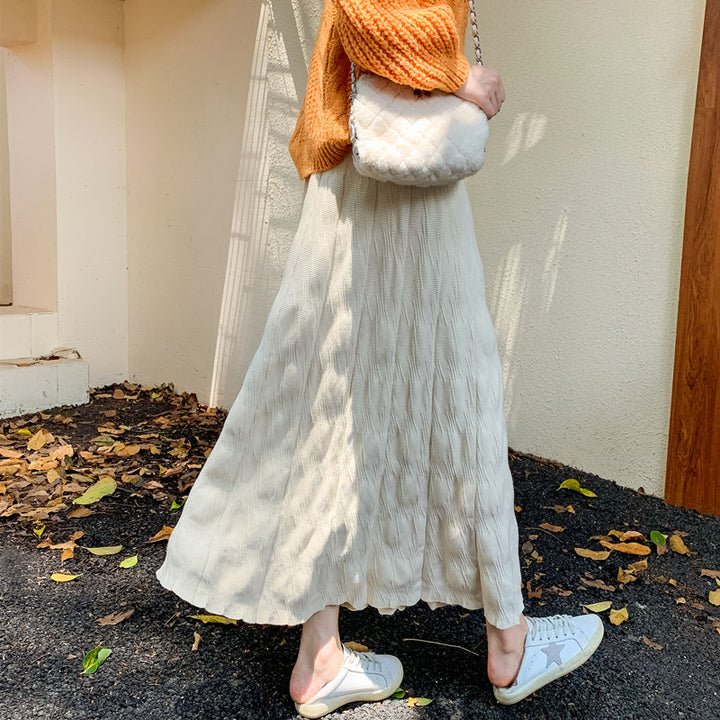 Damen Langer, eleganter Strickrock mit feinem Wellenmuster Drune
