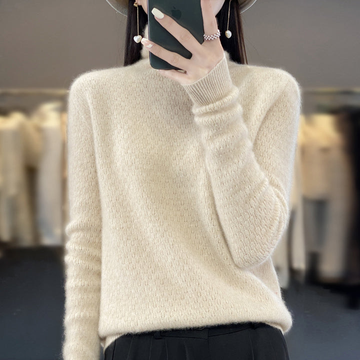 Damen Weicher Feinstrick‑Mockneckpullover mit flauschiger Mohair‑Optik, zarter Wabenstruktur und legerer Oversize‑Passform Drune