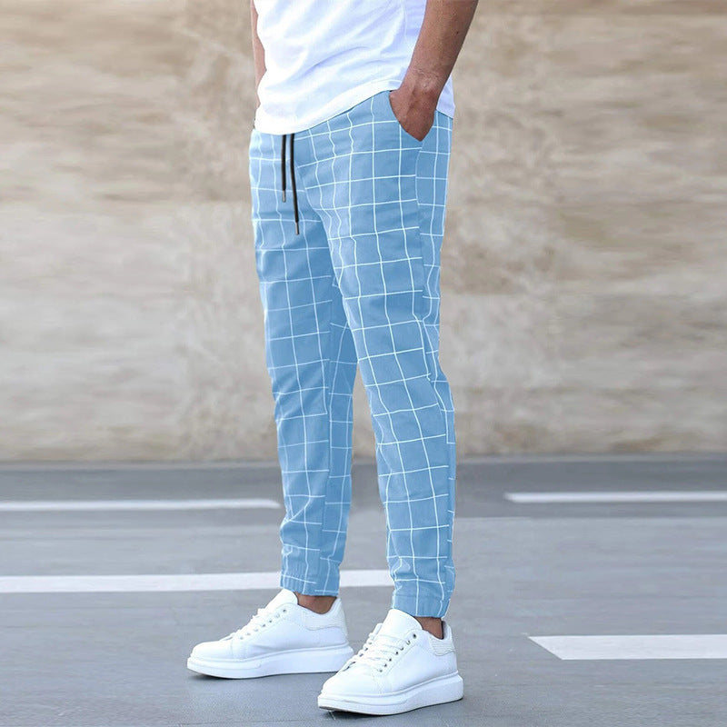 Herren karierte Jogginghosen mit Kordelzug, Slim Fit und elastischen Bündchen Drune