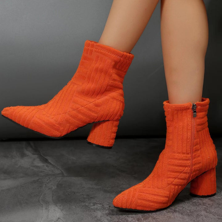 Damen Stiefeletten mit zeitgemäßem Strickdesign und komfortablem Blockabsatz Drune
