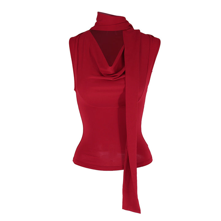 Damen Elegantes Oberteil mit modischem Schal-Design Drune