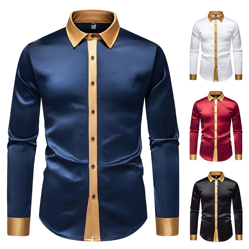 Herren Langarm-Hemd mit modernen Satin-Details Drune