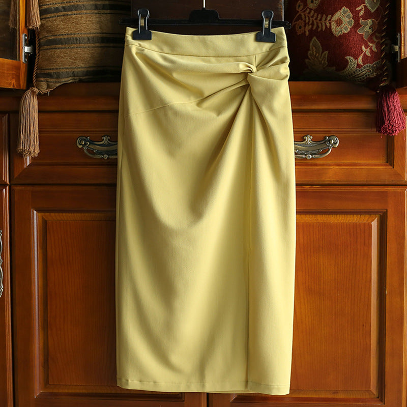 Damen Eleganter Wickelrock mit Knotendetail Drune