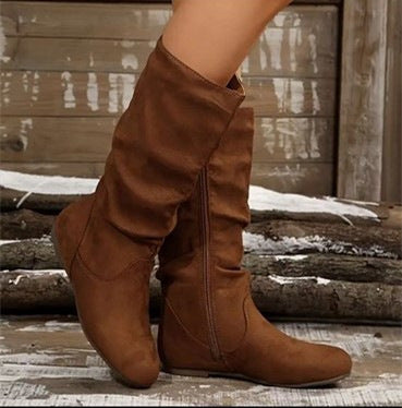 Drune | Plüsch-Stiefel mit flacher Sohle