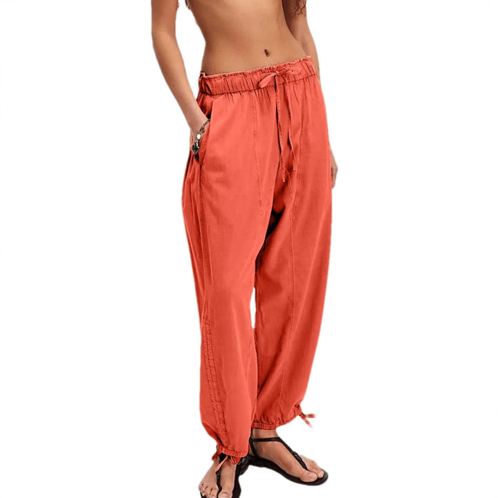 Damen Bequeme Freizeithose mit Bund und dekorativen Schnürdetails Drune