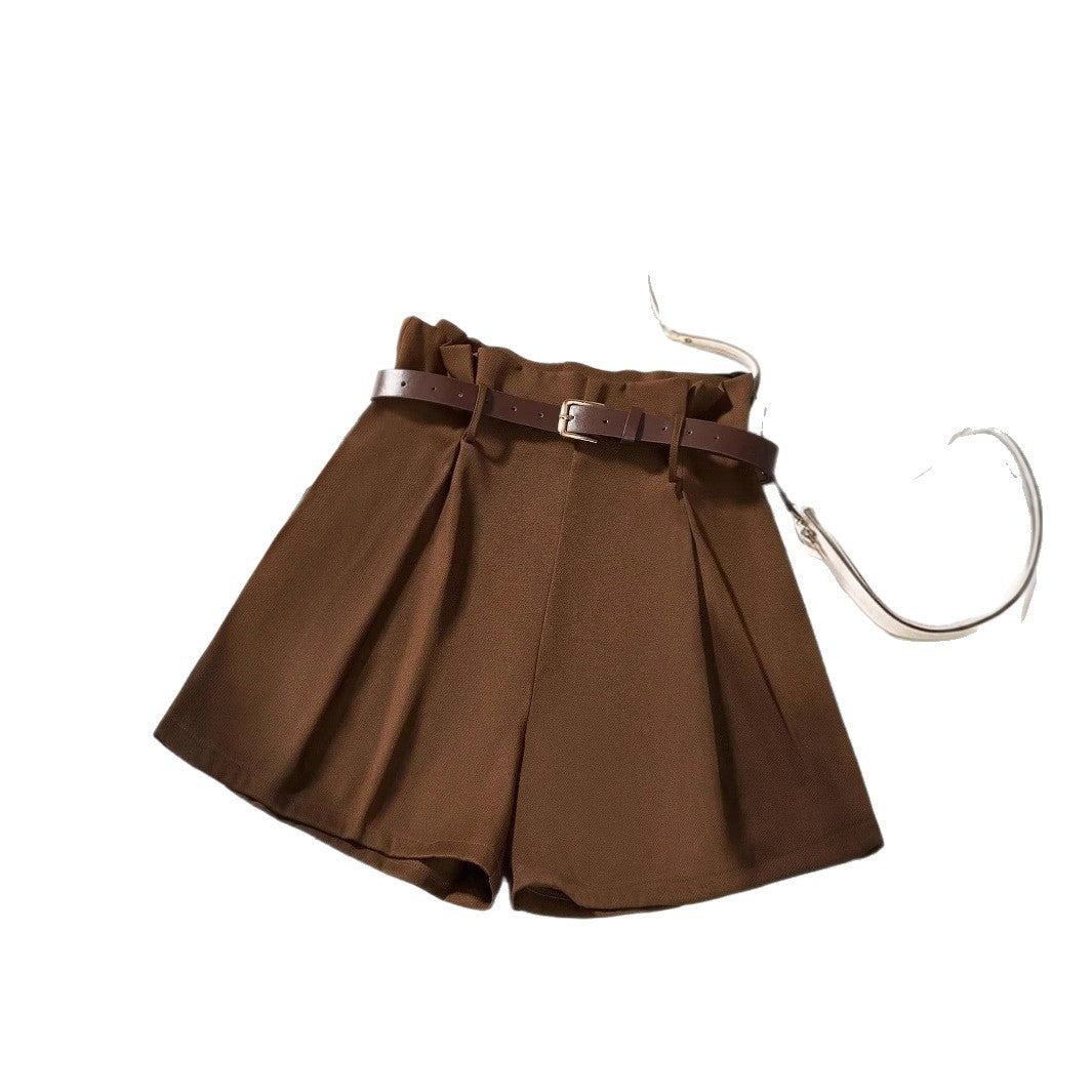 Damen Bleistiftshorts mit Gürtel und eleganten Falten Drune