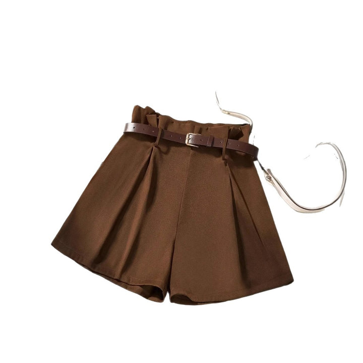 Damen Bleistiftshorts mit Gürtel und eleganten Falten Drune