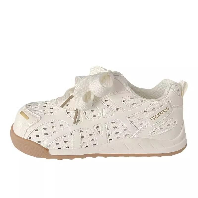 Damen Sportliche Plateau‑Sneaker mit perforiertem Obermaterial und dekorativen Schleifen Drune