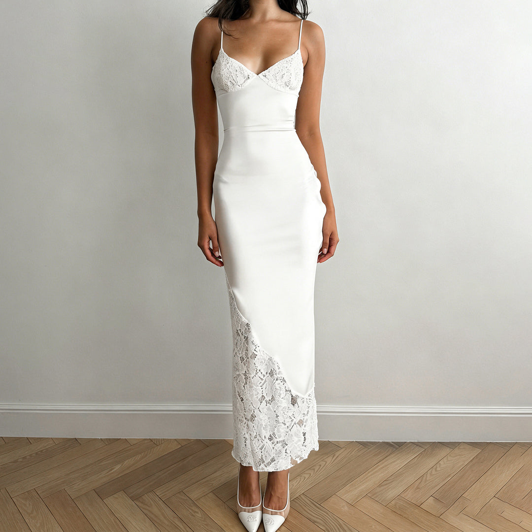 Damen Glamouröses Spitzenkleid im A-Linien-Schnitt Drune