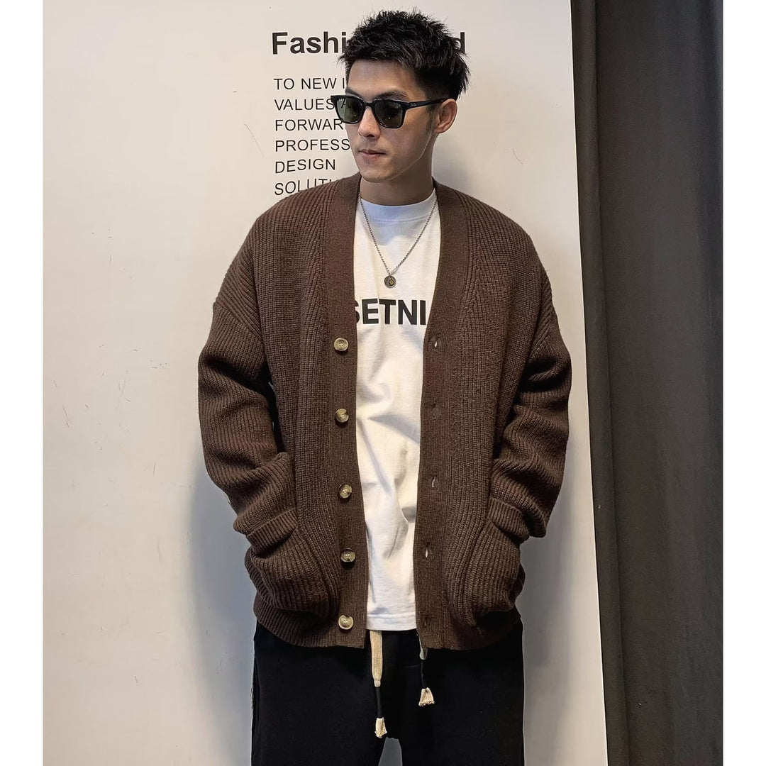 Herren Moderne Strickjacke mit Knopfleiste Drune