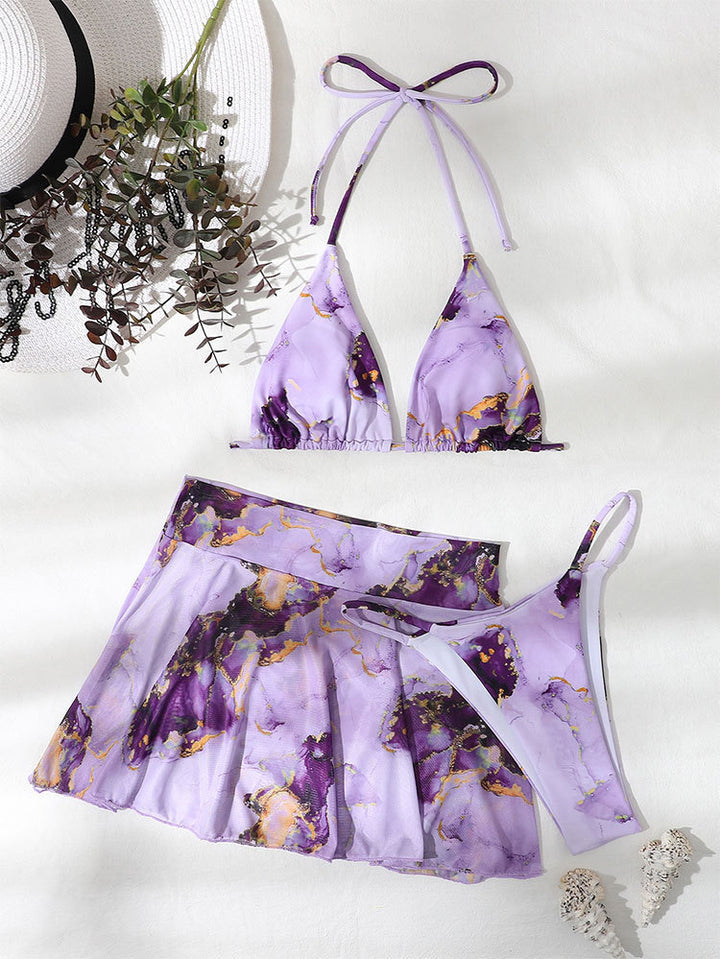 Damen Triangel-Bikini-Set mit schickem Wickelrock Drune