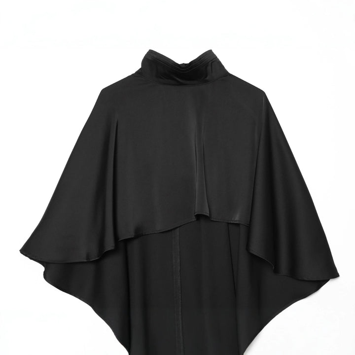Damen Cape‑Mantel mit asymmetrischem Lagenfall und Stehkragen Drune