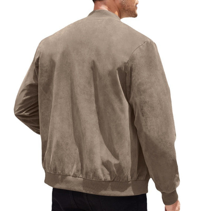 Herren hochwertige Wildlederjacke im sportlichen Bomberstil mit elastischen Bündchen Drune
