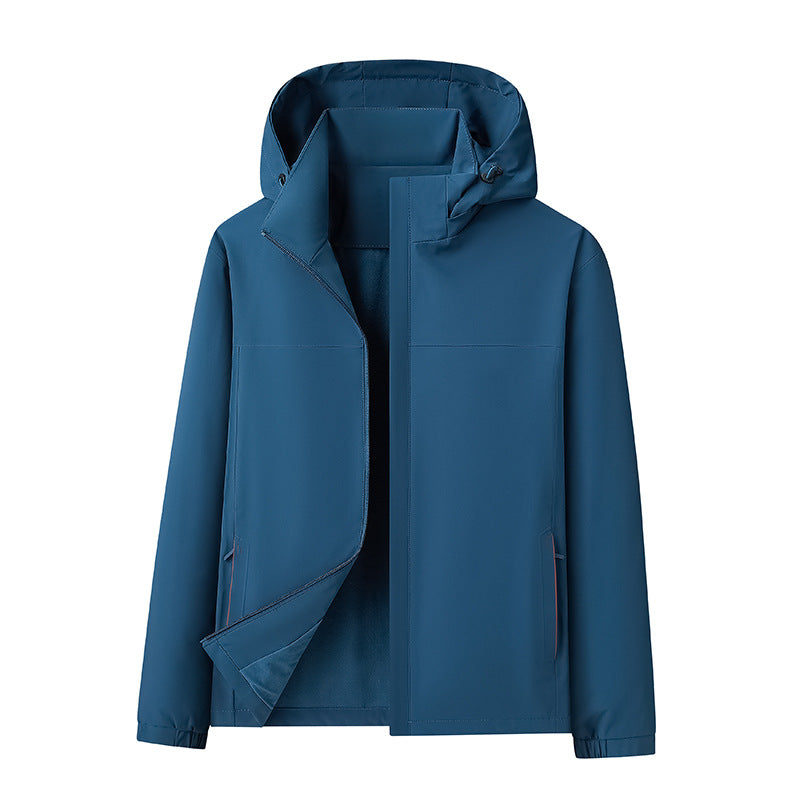 Herren Wasserabweisende Softshell-Jacke mit Kapuze nahtminimaler Optik & Brusttasche Drune