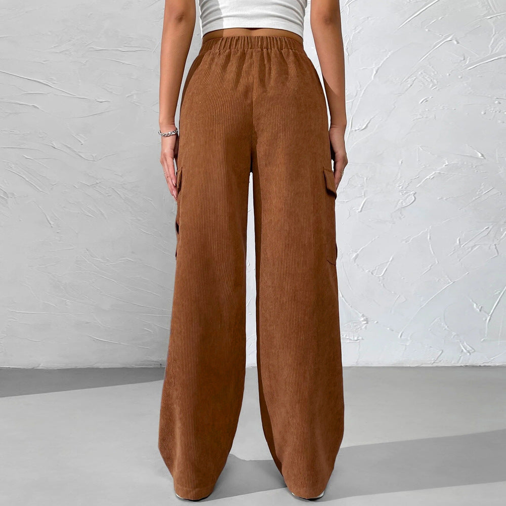 Damen Cargohose aus samtigem Material mit elastischem Bund und praktischen Seitentaschen Drune